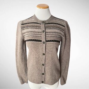 FROST 100% Lambswool Crewneck Cardigan Long-Sleeve Sweater